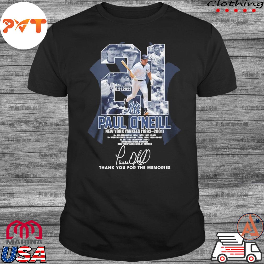 Paul O'neill New York Yankees 1993 2001 thank you for the memories  signatures shirt, hoodie, sweater, long sleeve and tank top