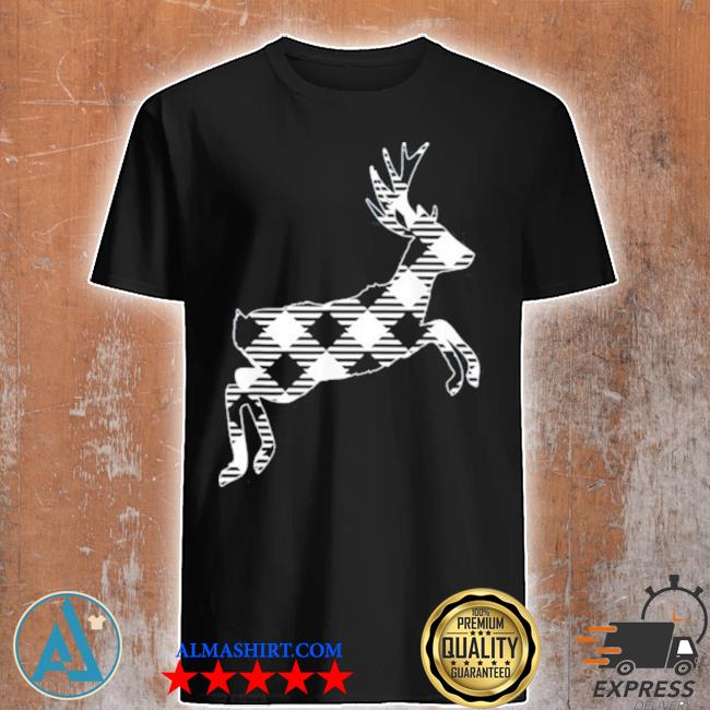 Classic white and black Christmas buffalo plaid deer shirt