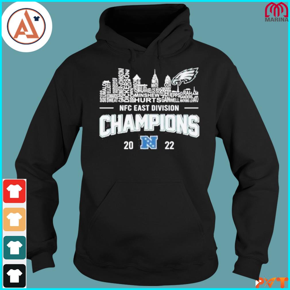 Philadelphia Eagles Player Names Skyline Nfc East Division Champions 2022  shirt, hoodie, sweater and long sleeve