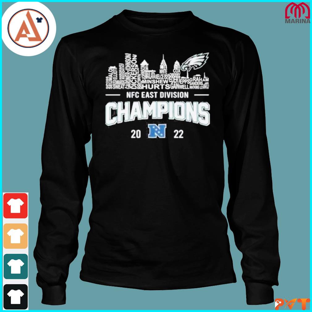 Philadelphia Eagles Player Names Skyline Nfc East Division Champions 2022  shirt, hoodie, sweater and long sleeve