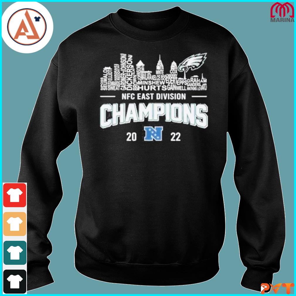 Philadelphia Eagles Player Names Skyline Nfc East Division Champions 2022  shirt, hoodie, sweater and long sleeve