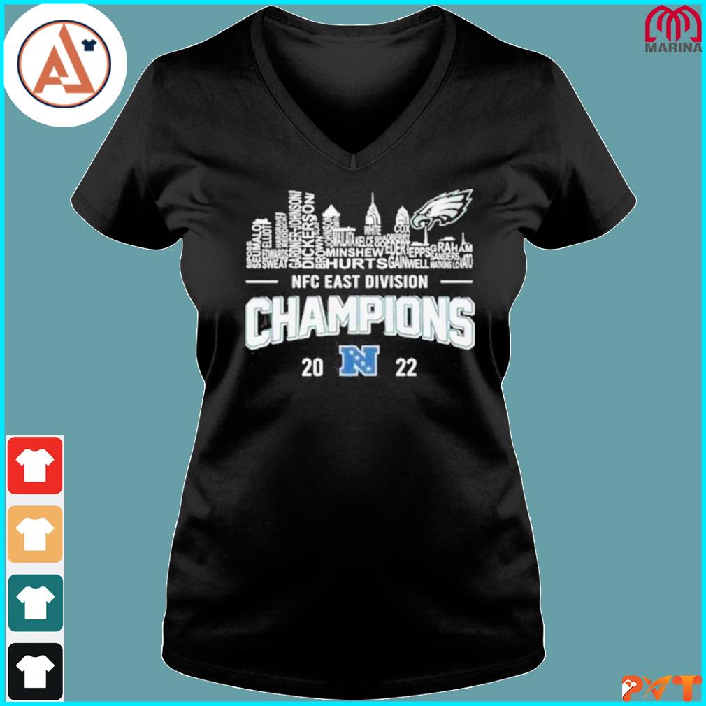 Philadelphia Eagles Player Names Skyline Nfc East Division Champions 2022  shirt, hoodie, sweater and long sleeve