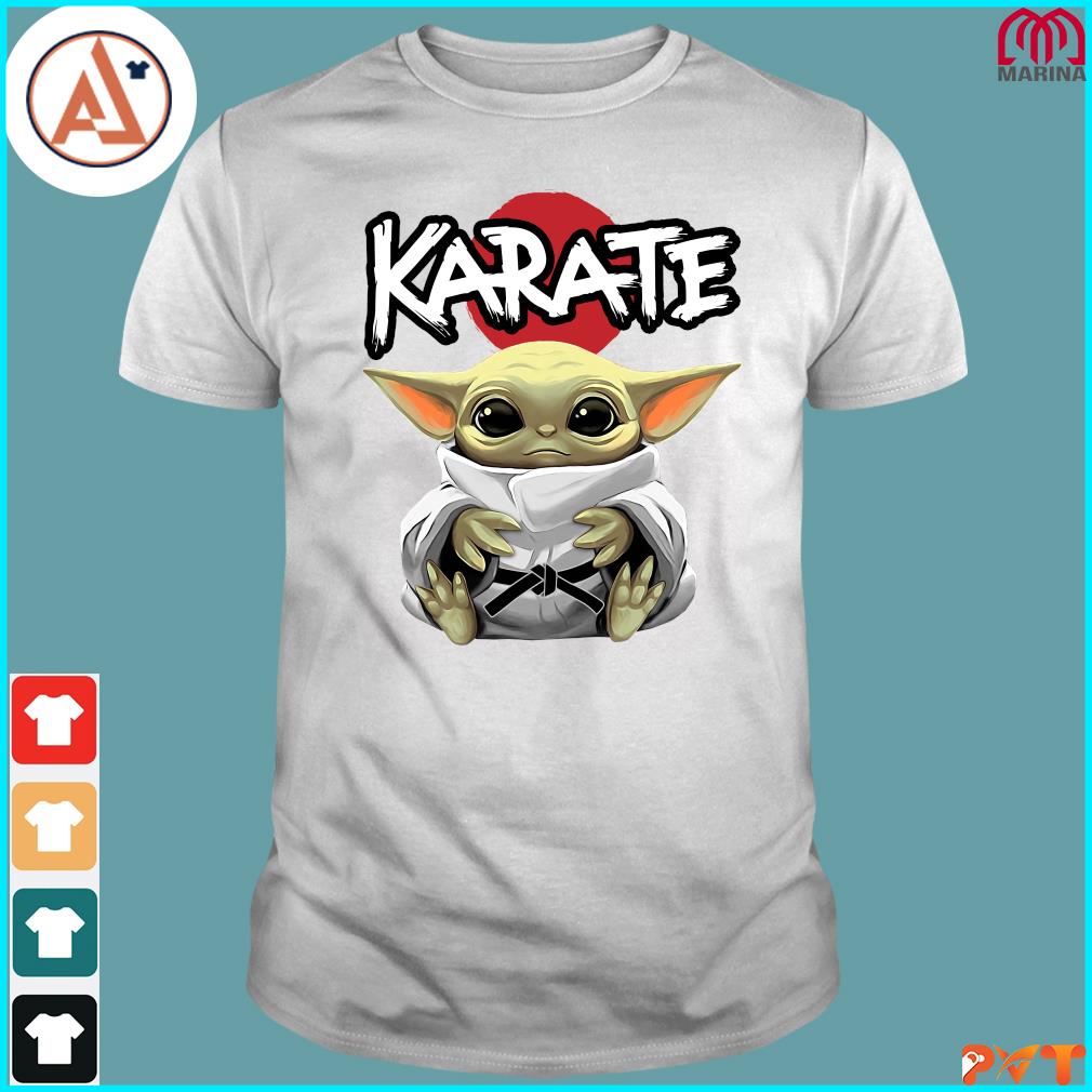 Official star wars baby yoda hug karate T-shirt
