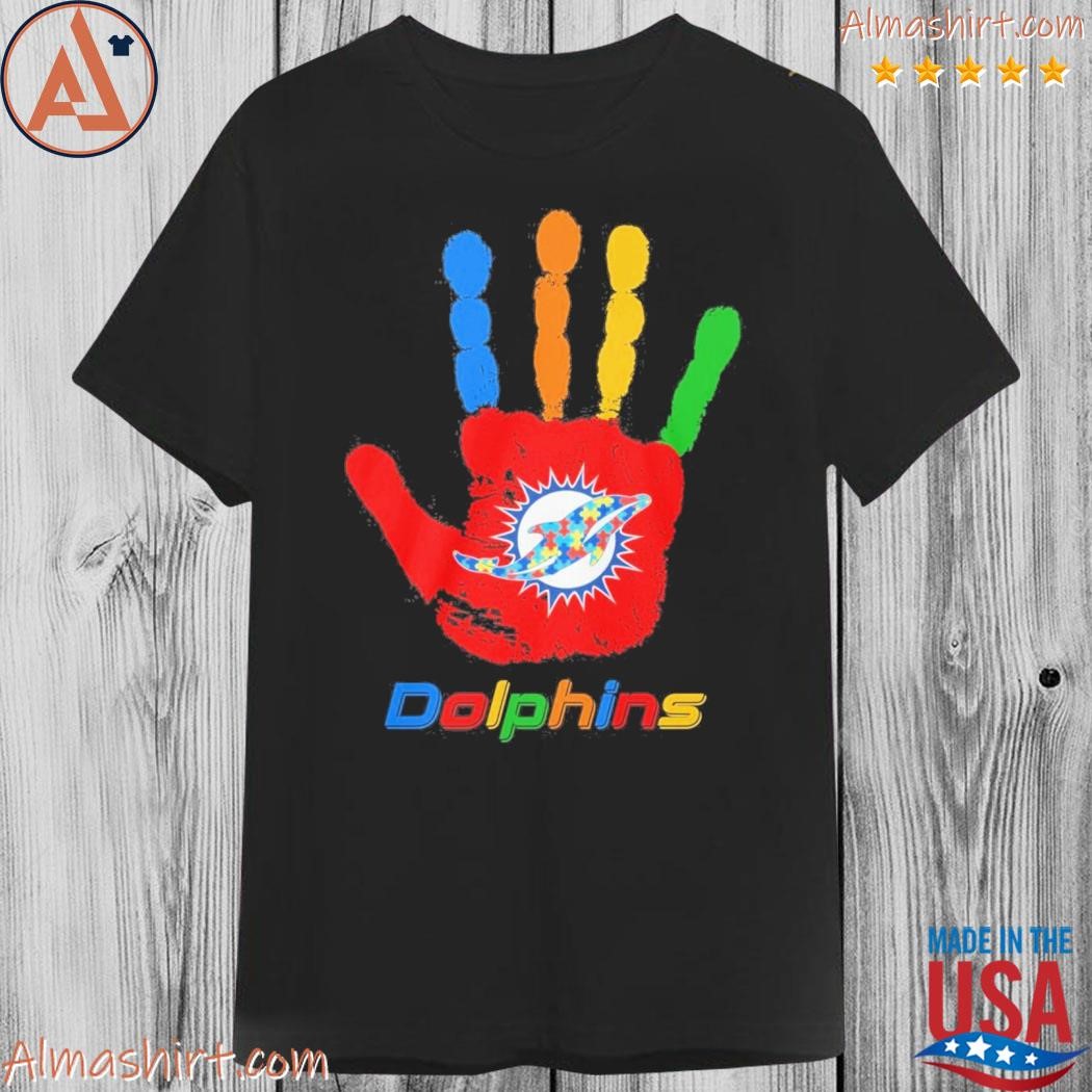 Official miami Dolphins hand autism shirt