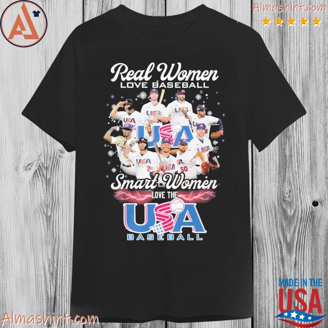 Official real women love baseball smart women love the usa baseball limited edition shirt