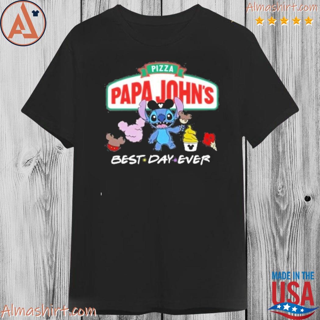 Official baby Stitch best day ever Papa John's Pizza logo shirt