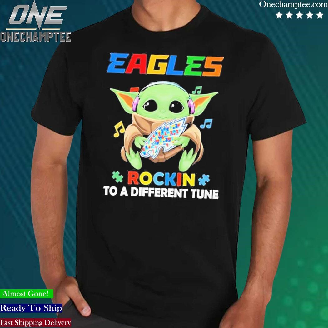 Autism Philadelphia Eagles Baby Yoda Rockin To A Different Tune Shirt -  Shibtee Clothing