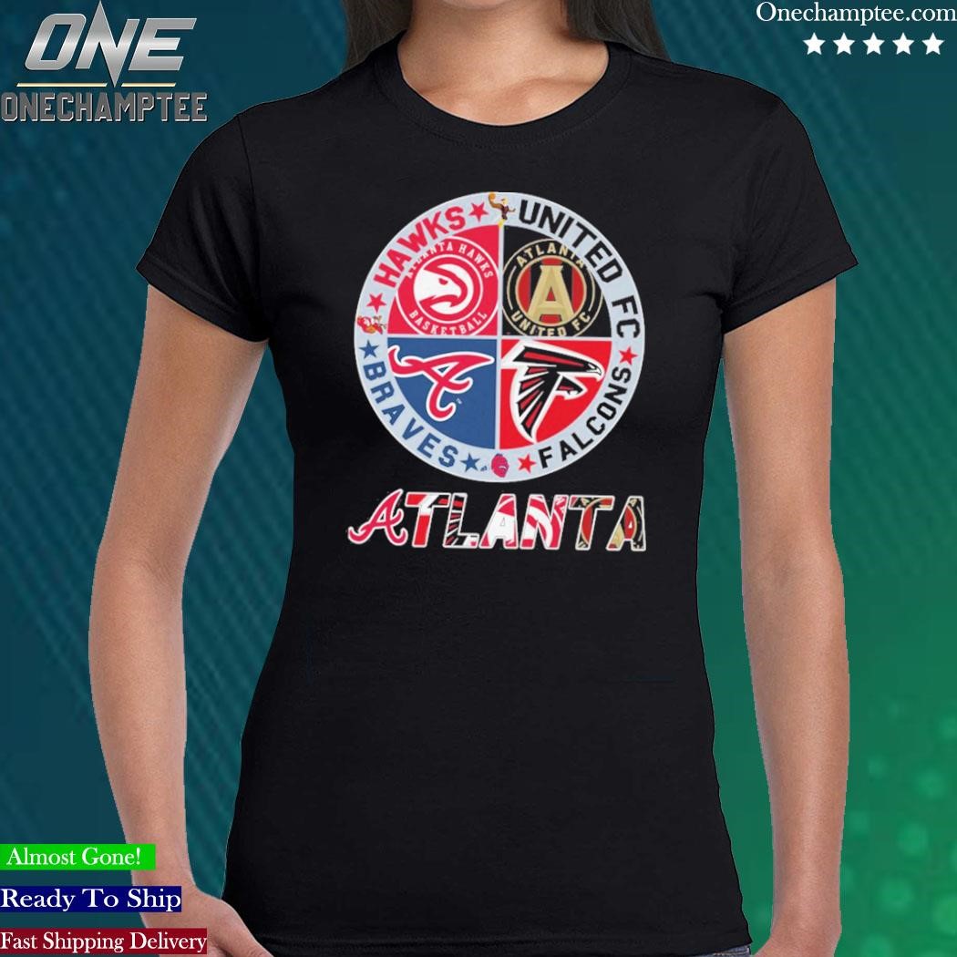 Atlanta Braves Falcons Hawks Atlanta United 4 teams sports circle logo shirt,  hoodie, sweater, long sleeve and tank top