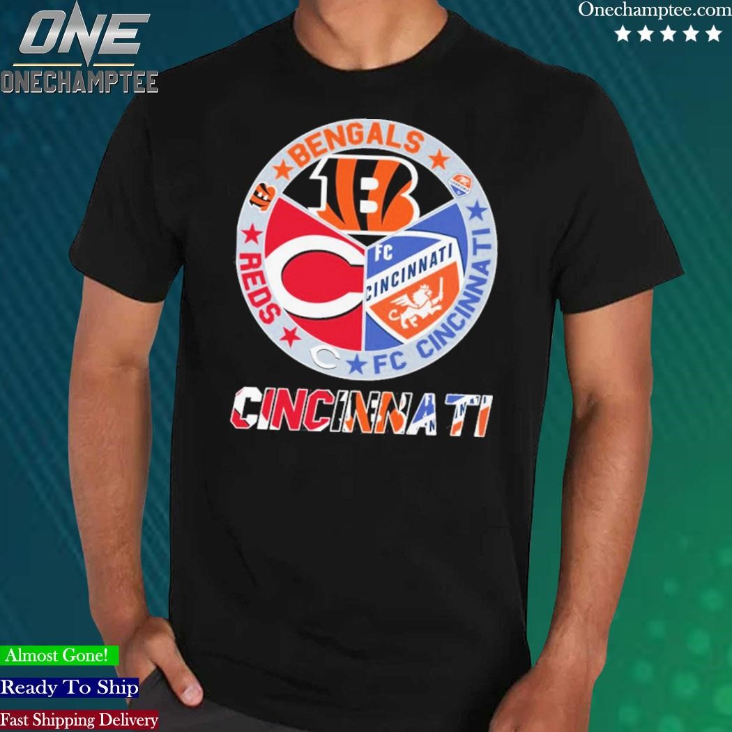 Cincinnati city logo bengals and fc cincinnati and reds shirt, hoodie,  sweater, long sleeve and tank top