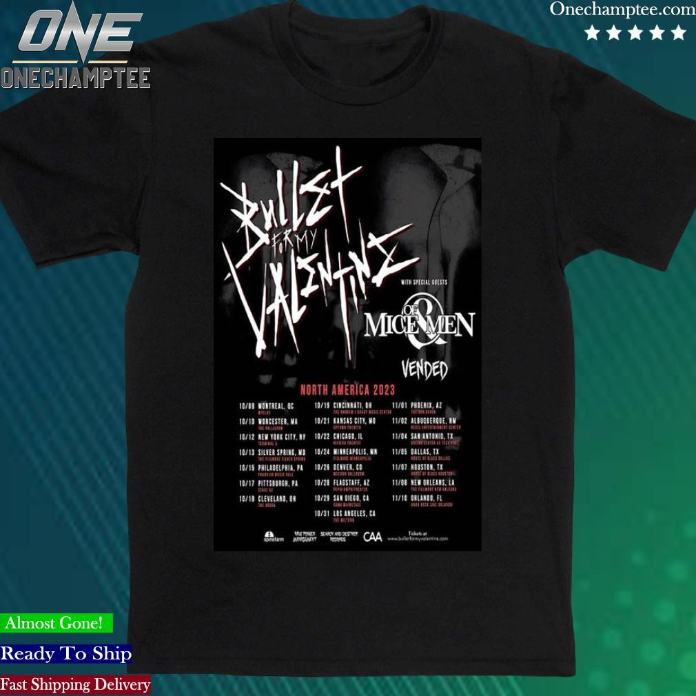 Official bullet For My Valentine Tour Oct Dec 2023 Poster Shirt