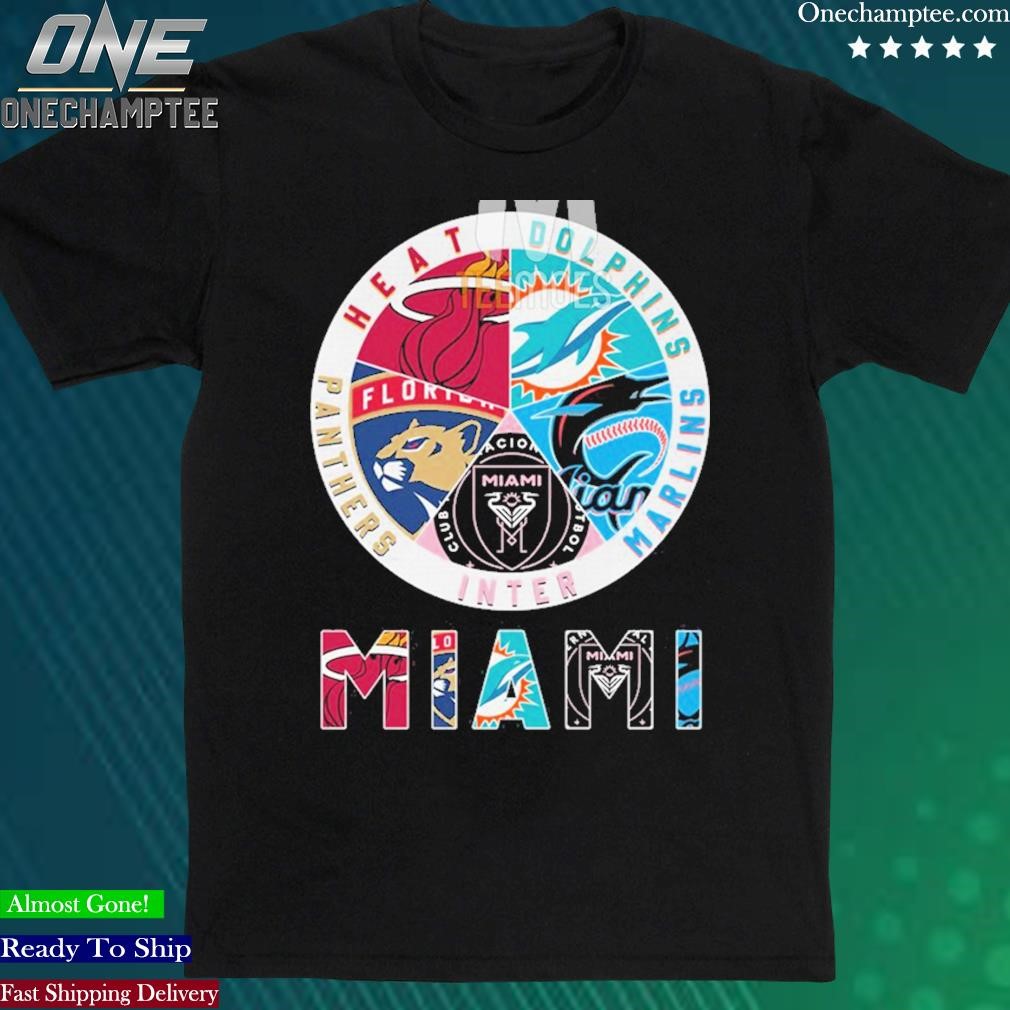 Official inter Miami Circle Logo Sport Teams Panthers Dolphins Marlins Unisex Tshirt