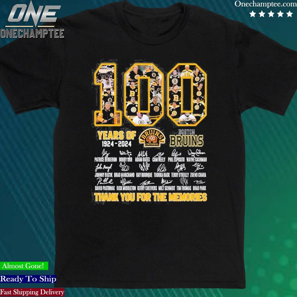Official 100 Years Of 1924 – 2024 Boston Bruins Thank You For The Memories T-Shirt
