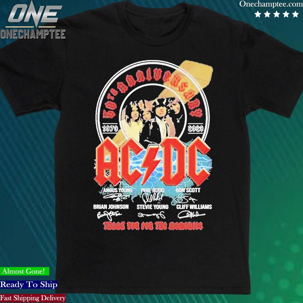 Official ac Dc Band 50th Anniversary 1979 2023 Thank You For The Memories Light Shirt