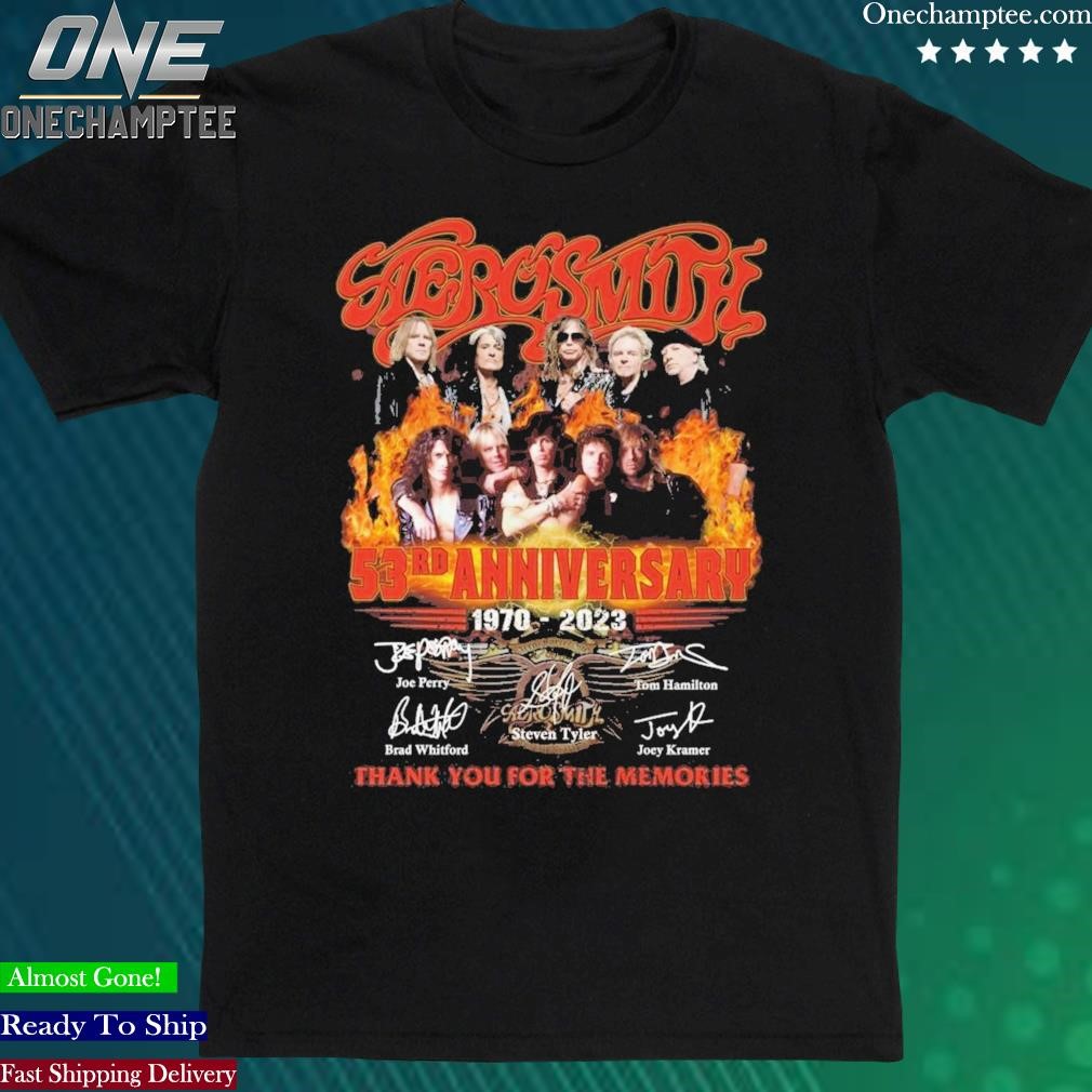 Official aerosmith 53rd Anniversary 1970 – 2023 Thank You For The Memories T-Shirt