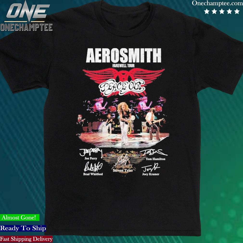 Official aerosmith Farewell Tour And Their Signatures T-Shirt