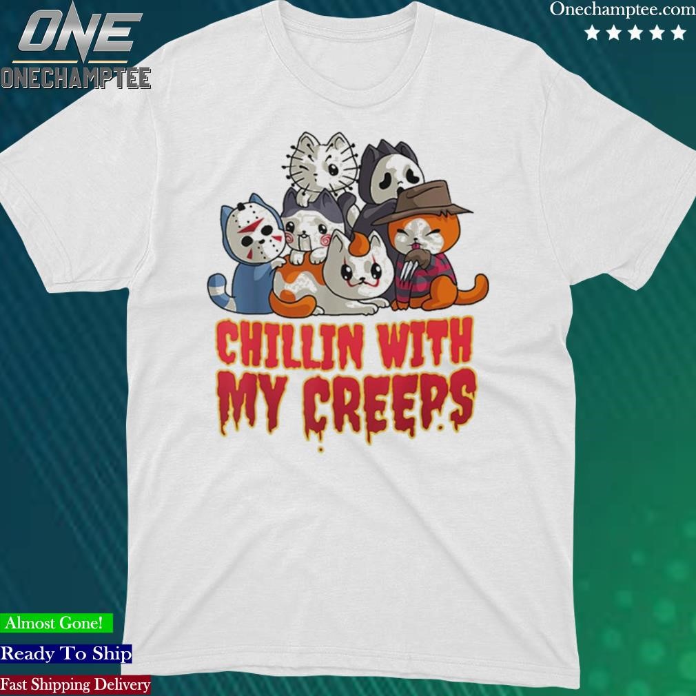 Official chillin with My Creeps Halloween Cats Unisex Tshirt
