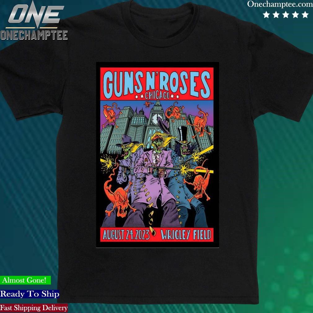 Official guns N' Roses Wrigley Field Chicago 08.24.23 Event Poster Shirt