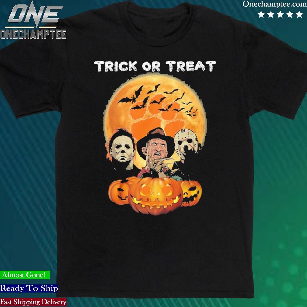 Official horror Movies Mix Clemson Tigers Trick Or Treat Halloween Pumpkin Shirt