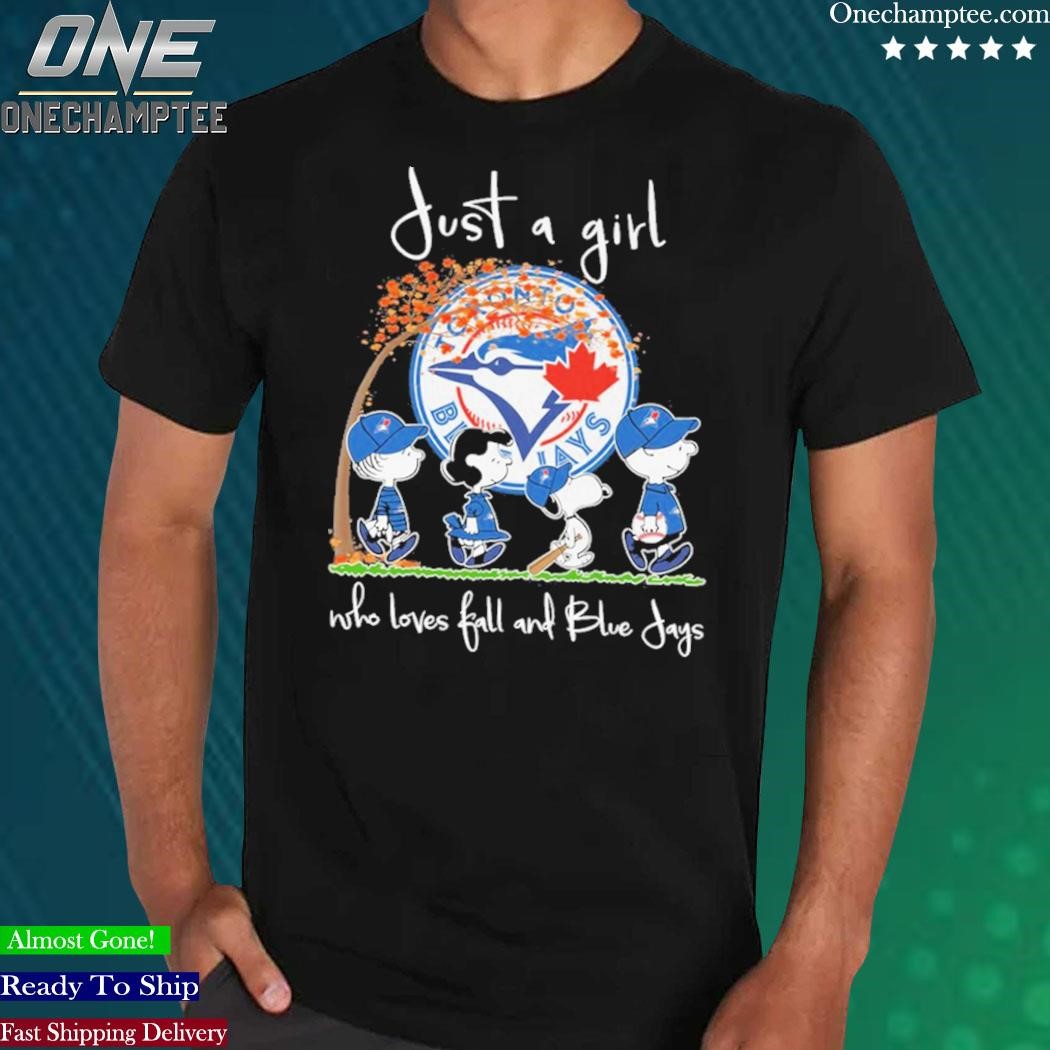 Official just a girl who love fall and blue jays Snoopy shirt