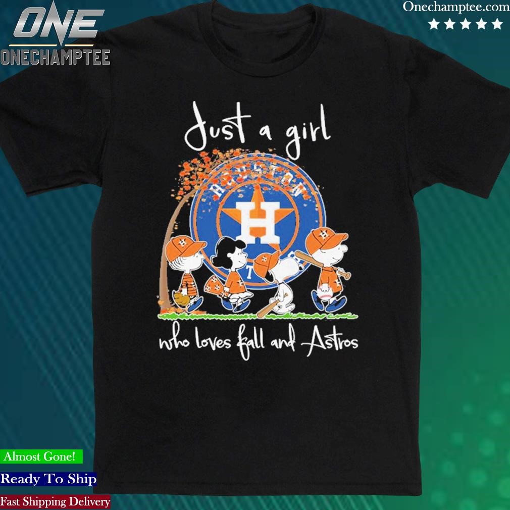 Charlie Snoopy just a girl who love fall and houston astros shirt