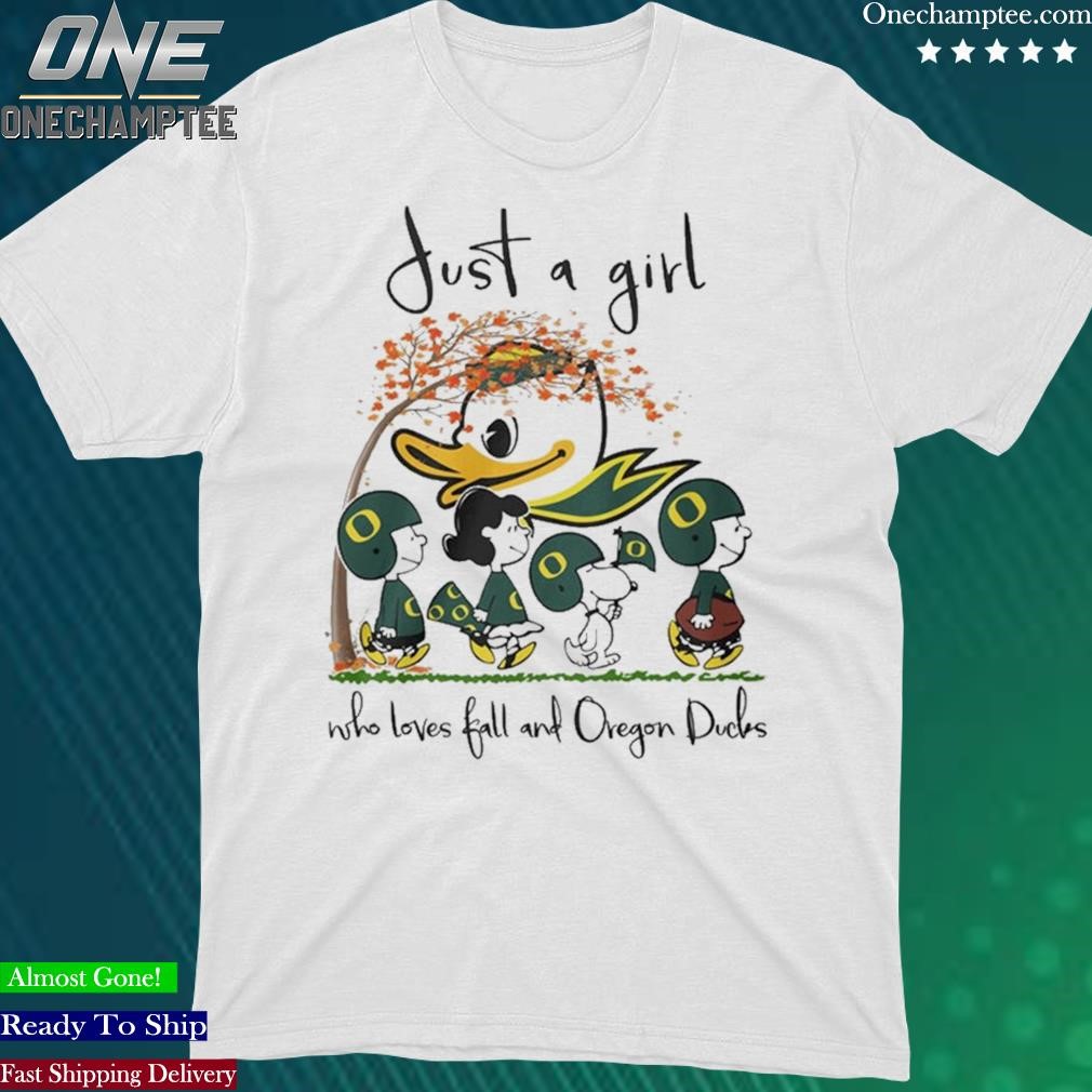 Official just A Girl Who Love Fall And Oregon Ducks Peanuts Snoopy Tshirt