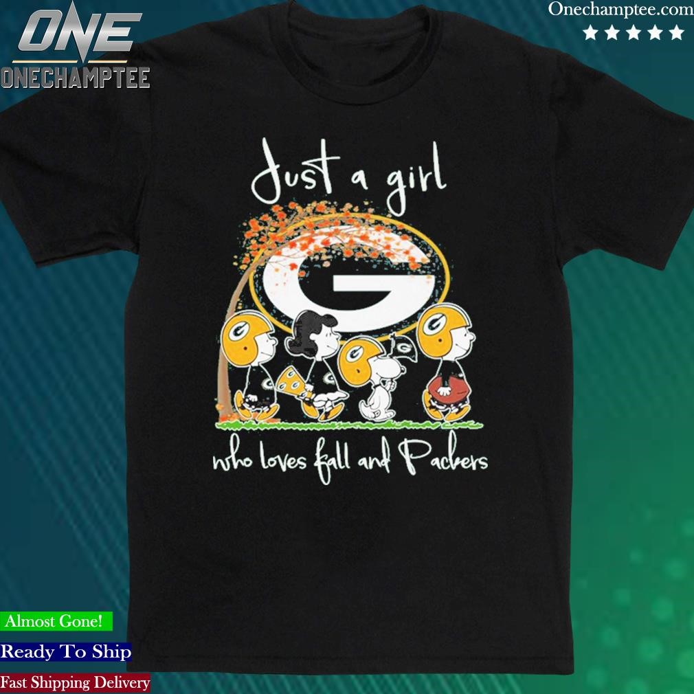 Official just A Girl Who Love Fall And Packers Peanuts Snoopy Tshirt