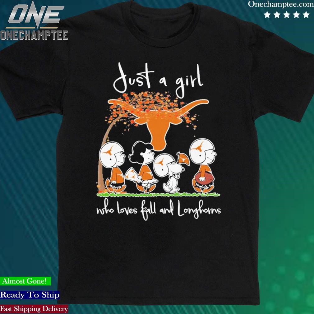 Official just A Girl Who Love Fall And Texas Longhorns Snoopy Unisex Tshirt