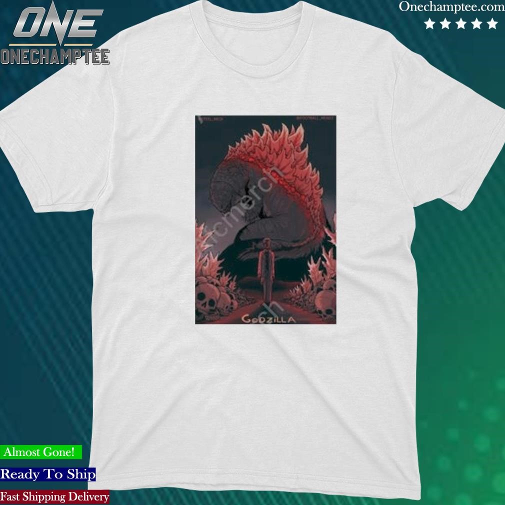 Official metal Neck And Footballhead Horror Godzilla Poster Shirt