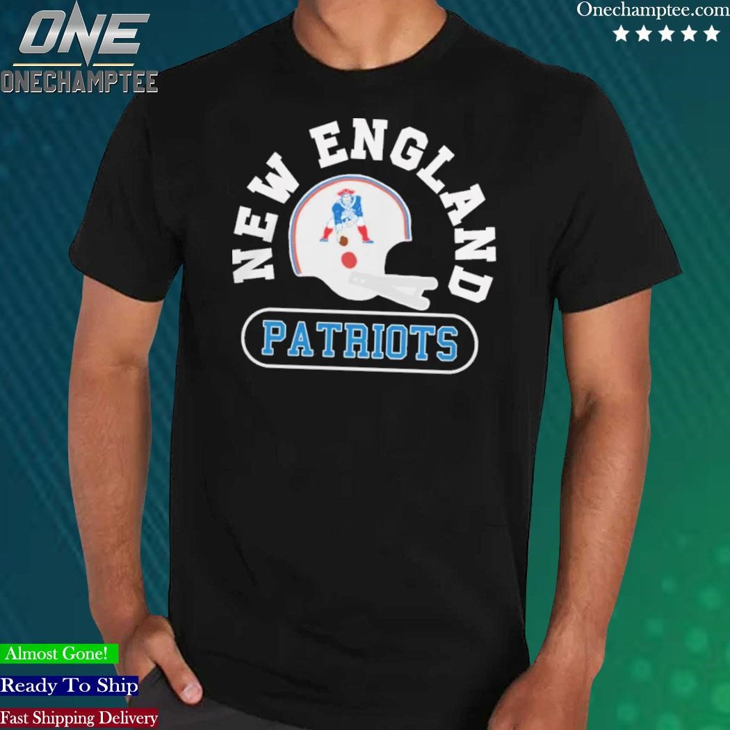 New England Patriots Helmet Retro T-Shirt from Homage. | Officially Licensed Vintage NFL Apparel from Homage Pro Shop.