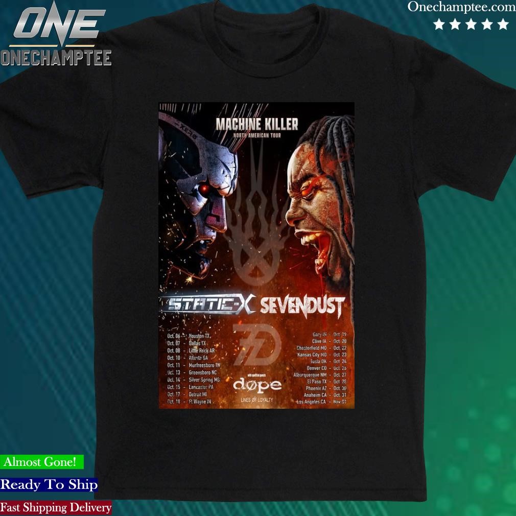 Official sTATIC-X & SEVENDUST Machine Killer North American Tour 2023 Poster Shirt
