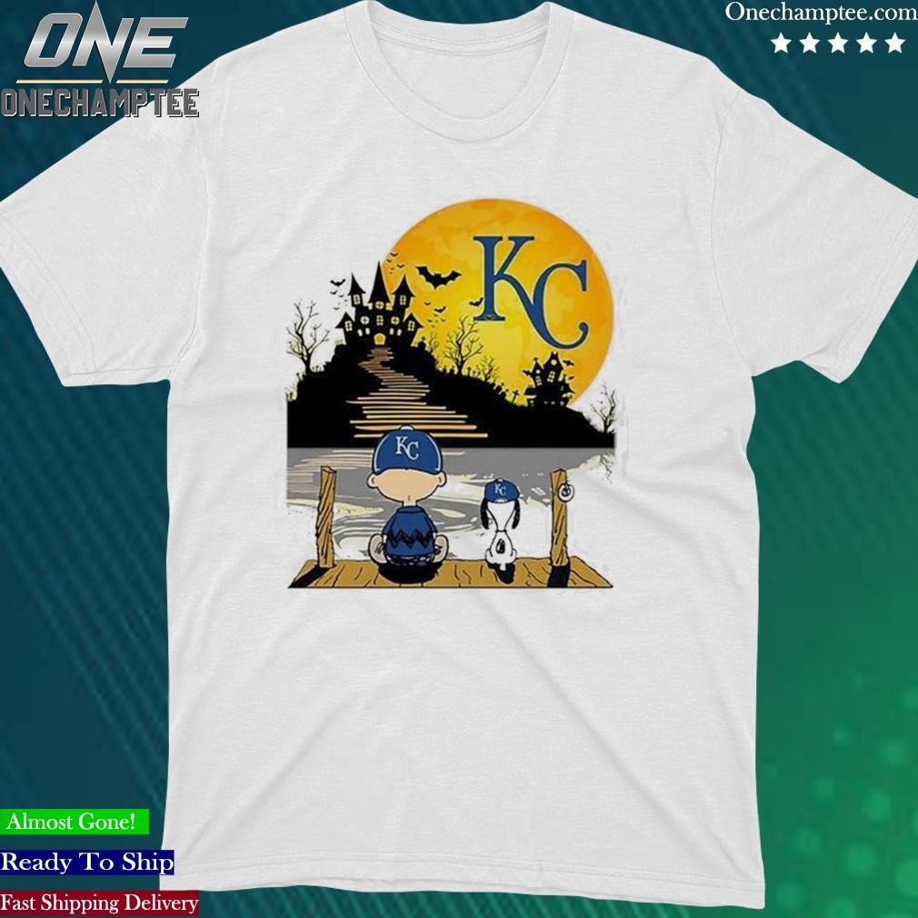 Official snoopy Charlie Brown Sit Under Moon Kansas City Royals Halloween Shirt