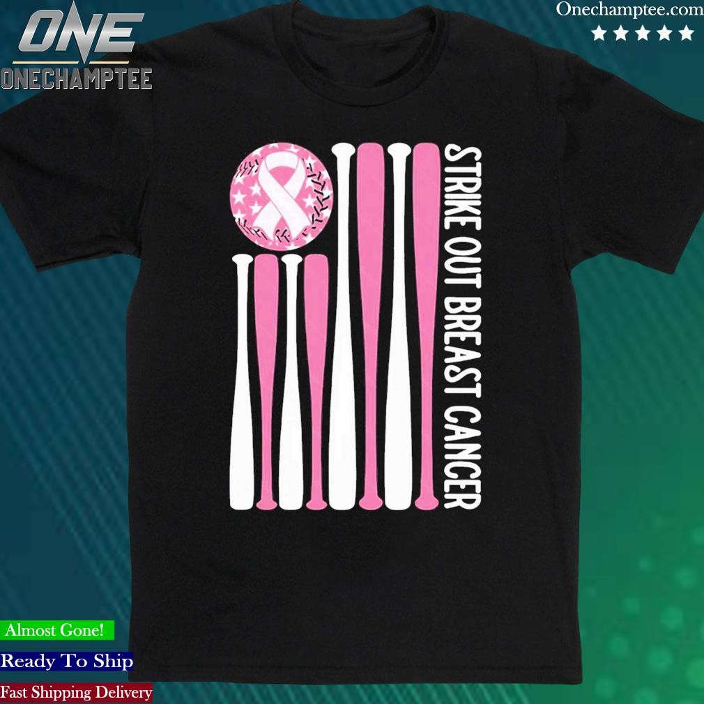 Official strike Out Breast Cancer Baseball Pink American Flag Shirt
