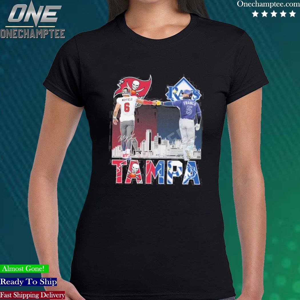 Tampa Bay Buccaneers Bay Rays Bay Lightning skyline logo shirt