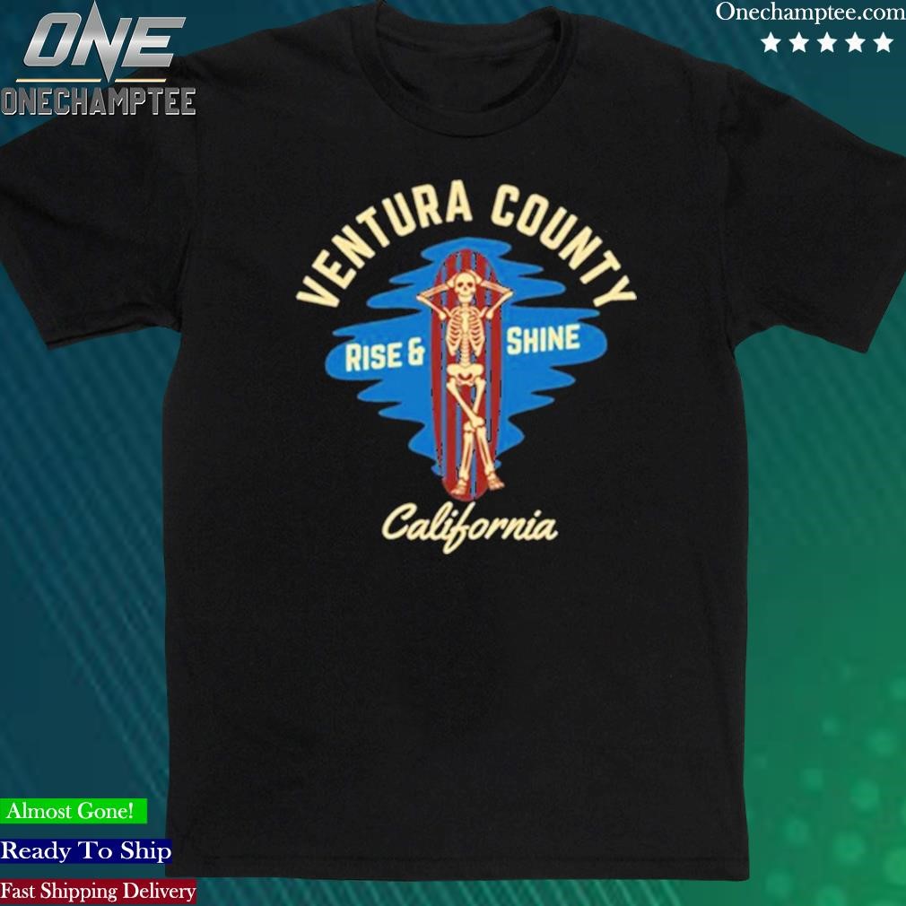 Official ventura County California Beige Text Skeleton Surf Retro Shirts