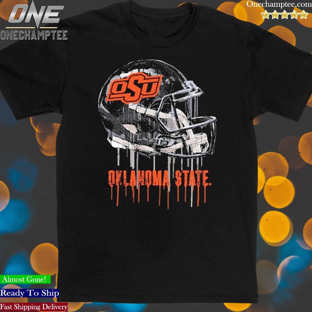 Youth Gray Oklahoma State Cowboys Team Logo Dripping Helmet T-Shirt