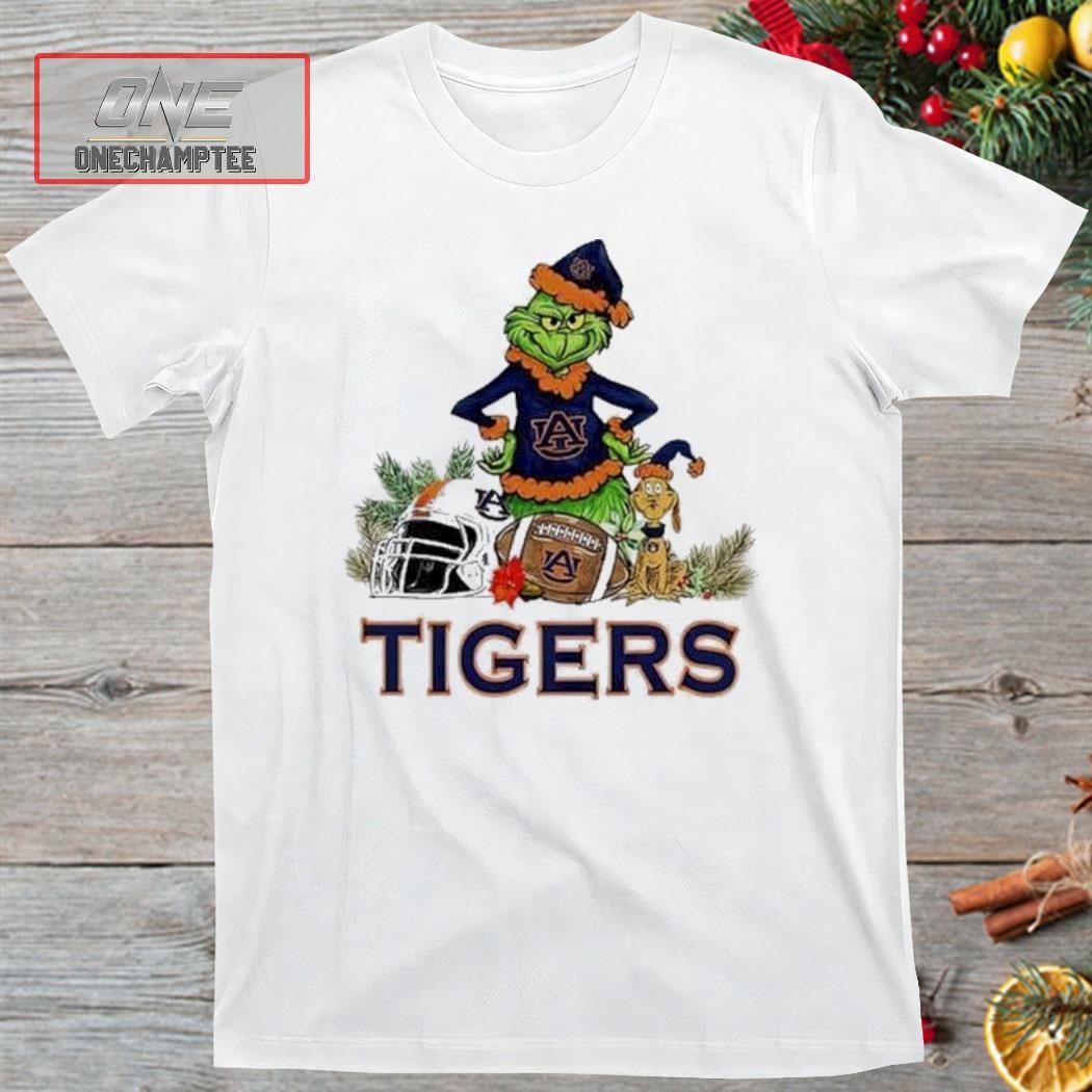 Auburn Tigers Funny Grinch And Dog Christmas Shirt