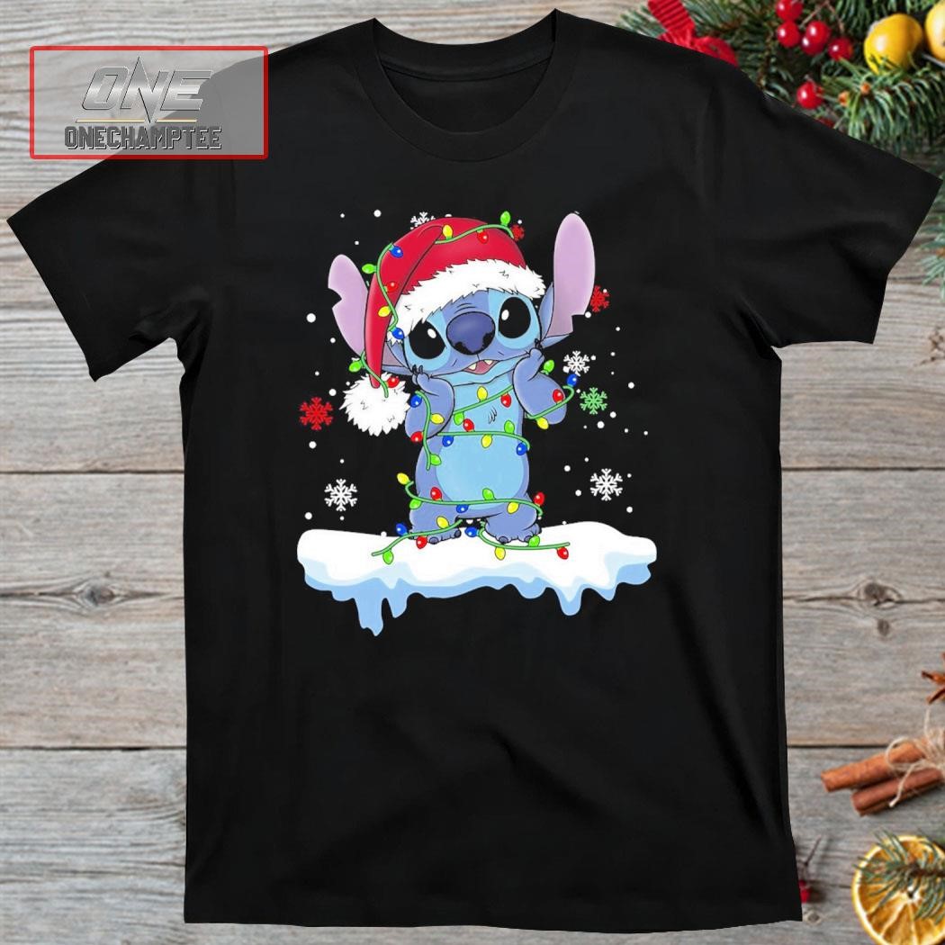 Disney Lilo and Stitch Santa Stitch Christmas Lights Shirt
