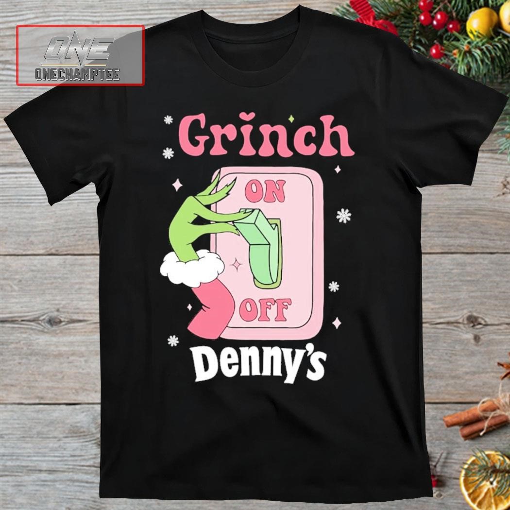 Grinch On Of Denny's Logo Merry Christmas Shirt
