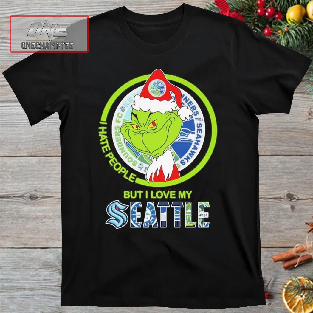 Grinch Santa I Hate People But I Love My Seattle Shirt