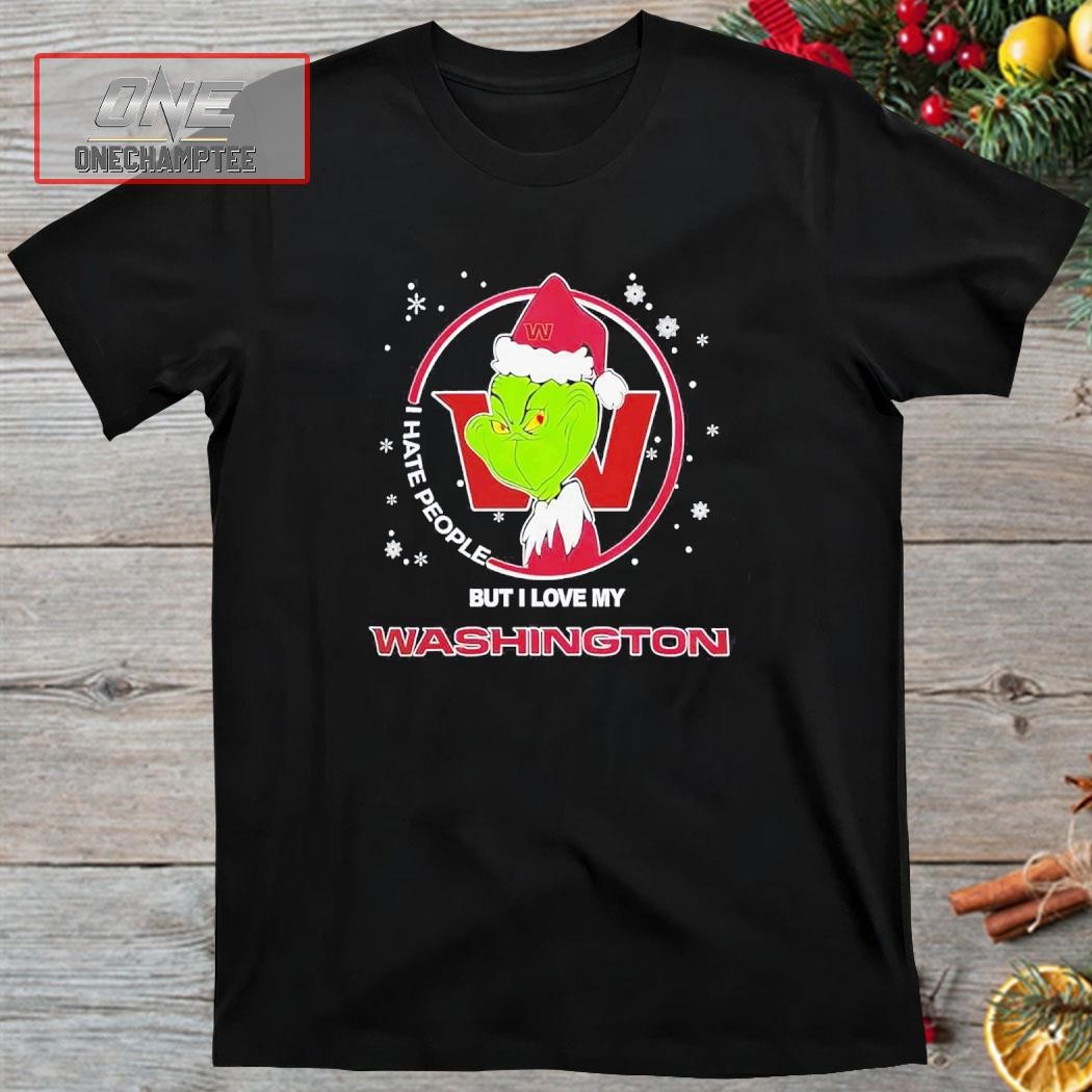 Grinch Santa I Hate People But I Love My Washington Commanders Shirt