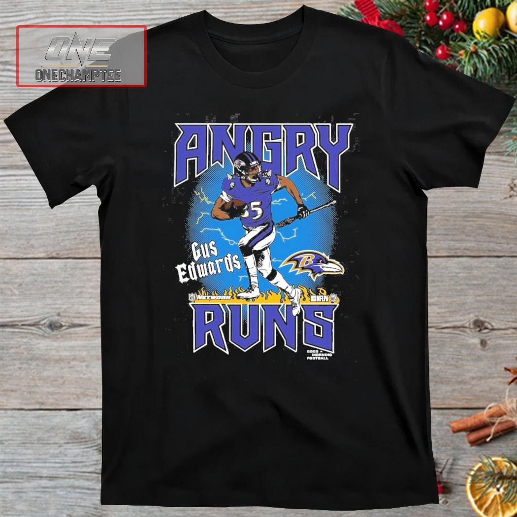 Gus Edwards Baltimore Ravens Homage Unisex Angry Runs Player Shirt
