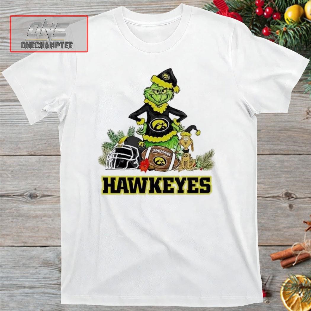 Iowa Hawkeyes Funny Grinch And Dog Christmas Shirt