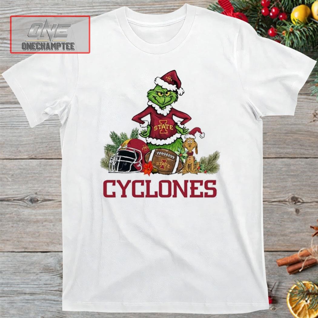 Iowa State Cyclones Funny Grinch And Dog Christmas Shirt