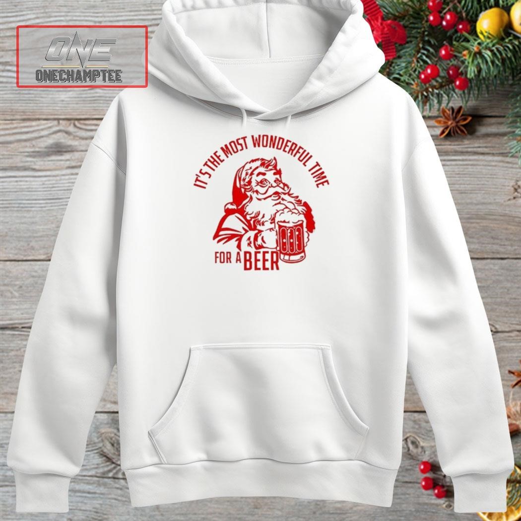 It’S The Most Wonderful Time For A Beer Santa Christmas Shirt hoosie