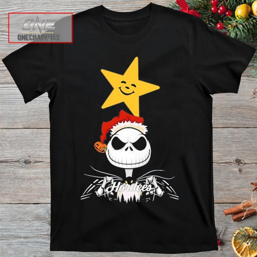 Jack Skellington Santa Hardee's Logo Merry Christmas Shirt