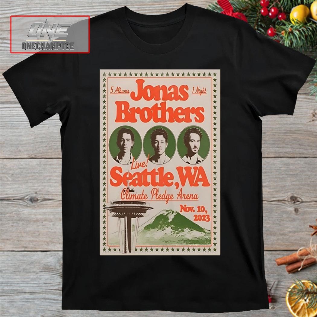 Jonas Brothers 5 Albums 1 Night Climate Pledge Arena Seattle, WA Nov 10, 2023 Poster Shirt