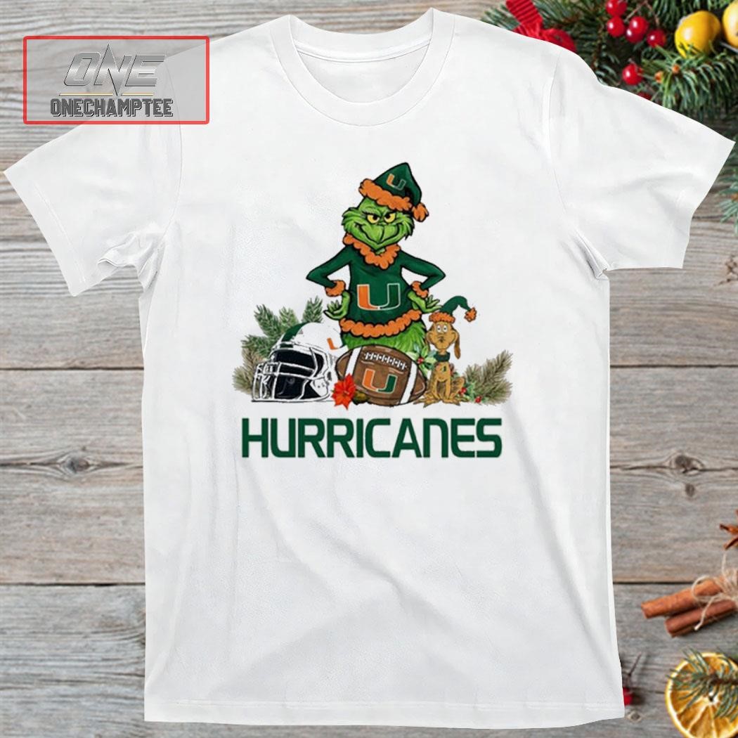 Miami Hurricanes Funny Grinch And Dog Christmas Shirt