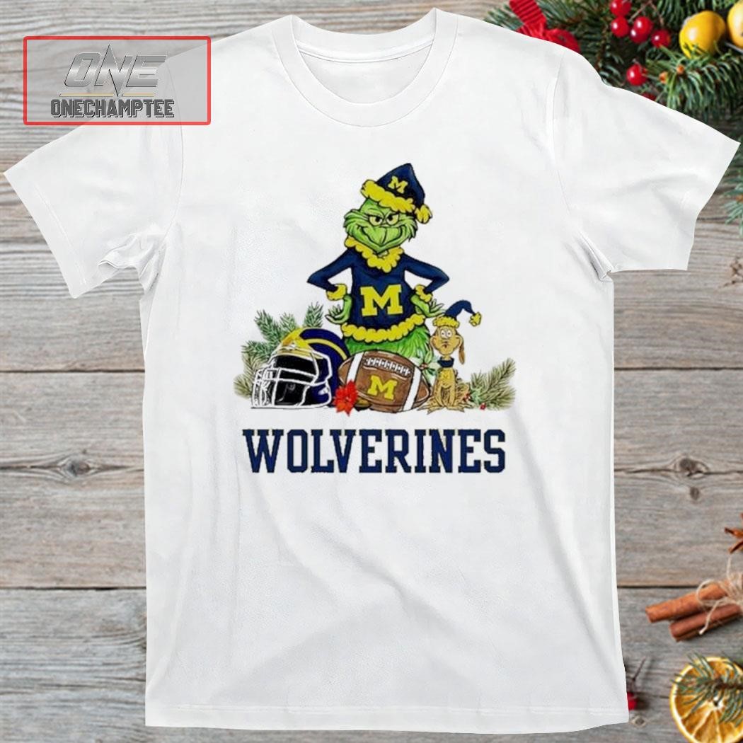 Michigan Wolverines Funny Grinch And Dog Christmas Shirt