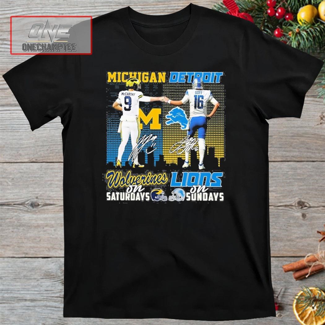 Michigan Wolverines On Saturdays Detroit Lions On Sundays Shirt