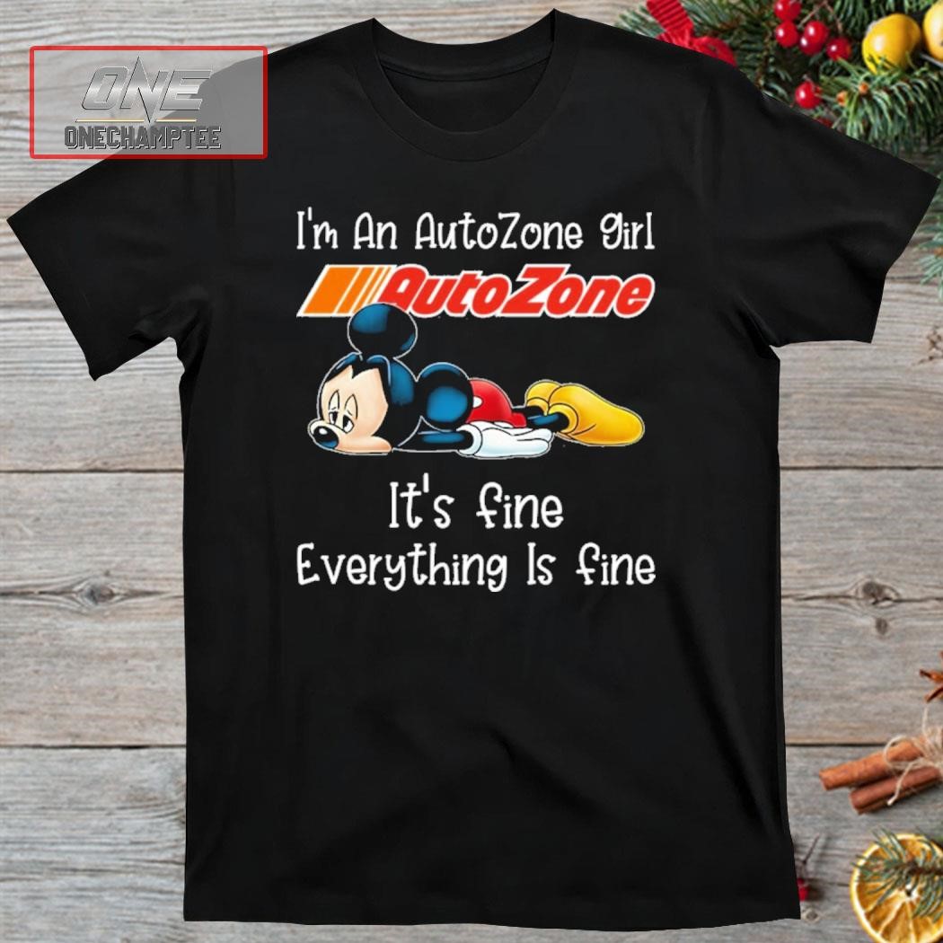 Mickey Mouse Disney I'm An Amazon Girl It's Fine Everything Is Fine Auto Zone Logo Shirt